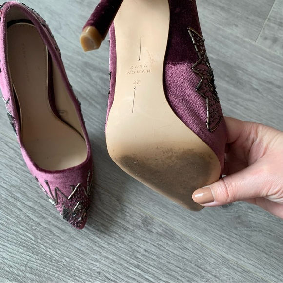 Zara velvet and sequin heels - Picture 3 of 4